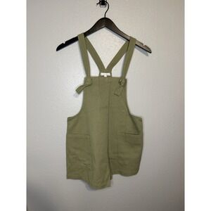 Miou Muse Cotton Short Overalls Romper Olive Green Women's Size Small